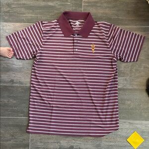 ASU Sun Devils Knights Apparel Burgundy and White Striped Polo size Large